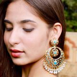 Pearl Pheroza Jadau Chandbali Earrings in Gold Plated Silver ER 058