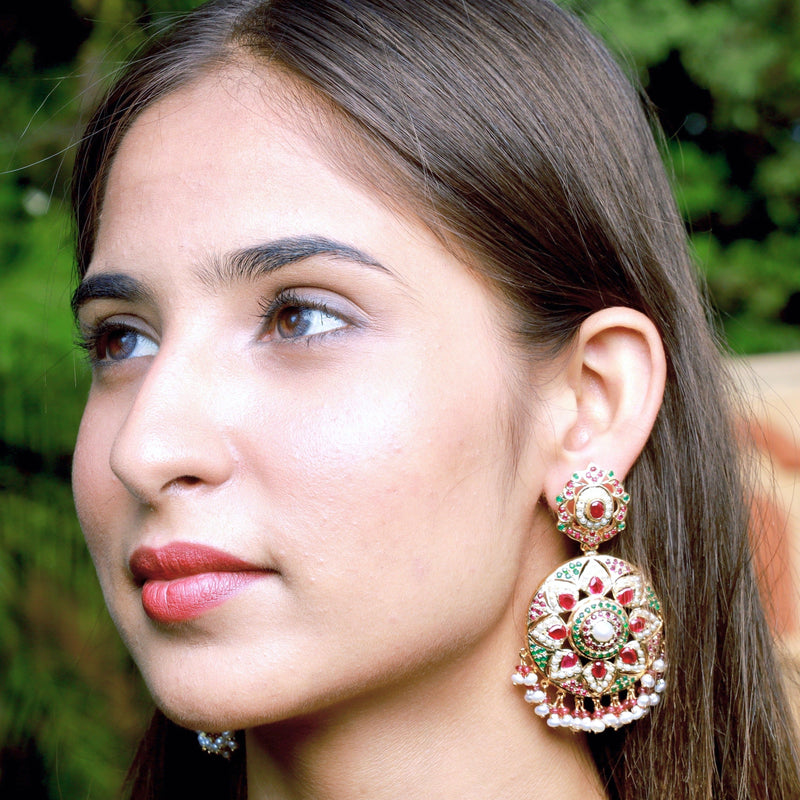 Statement Multicolored Earings in Gold Plated Sterling Silver ER 149