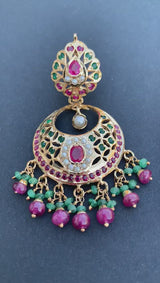 Ruby emerald Pearl Jadau earrings ER 103