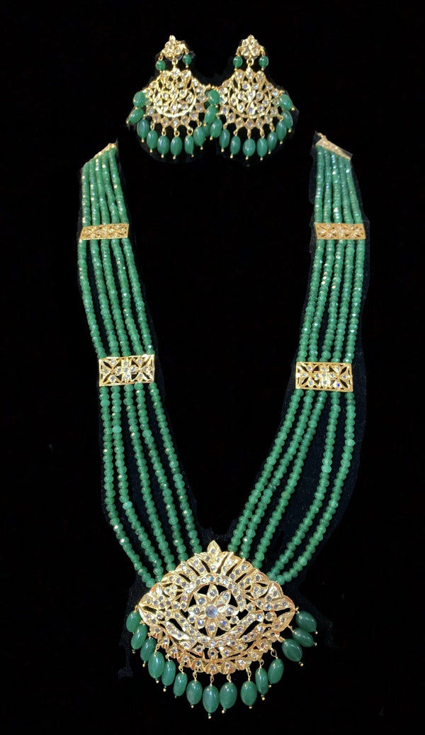 LN54 Larissa rani haar in green beads ( SHIPS IN 4 WEEKS )