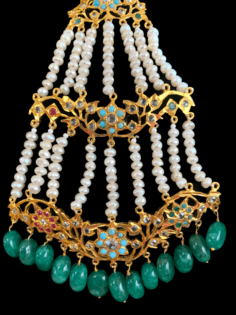 DJHR56 Leah multicolor  jhoomar with fresh water pearls ( READY TO SHIP)