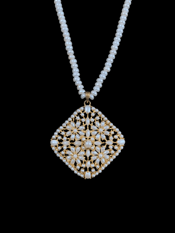 PS312 Ramla pendant set in fresh water pearls -PEARLS  ( READY TO SHIP)