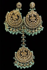 Savya  oversized kundan earrings tika ( SHIPS IN 4 WEEKS )