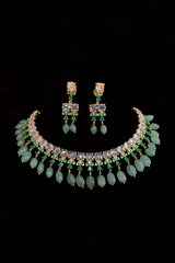 BRENA Hyderabadi necklace set in emerald  (SHIPS IN 4 WEEKS )
