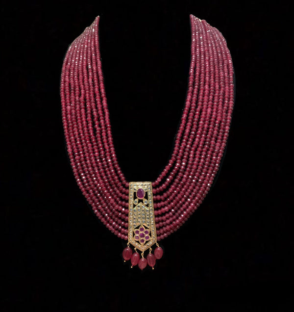 Indu long ruby  beads haar (SHIPS IN 4 WEEKS )