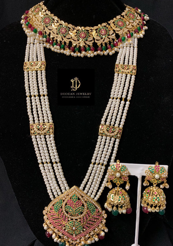 Rooma jadau bridal set in ruby emerald (SHIPS IN 3 WEEKS )