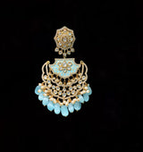 DER185 polki with feroza meenakari statement earrings ( READY TO SHIP)