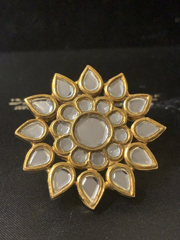 DJR29 Kundan flower ring ( READY TO SHIP )