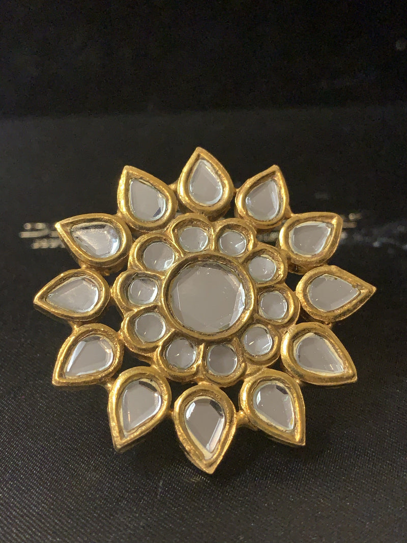 R6 Kundan flower ring ( READY TO SHIP )