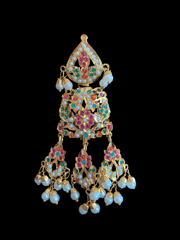 DER120 Jadau dangler earrings in Navratan  ( READY TO ShIP)