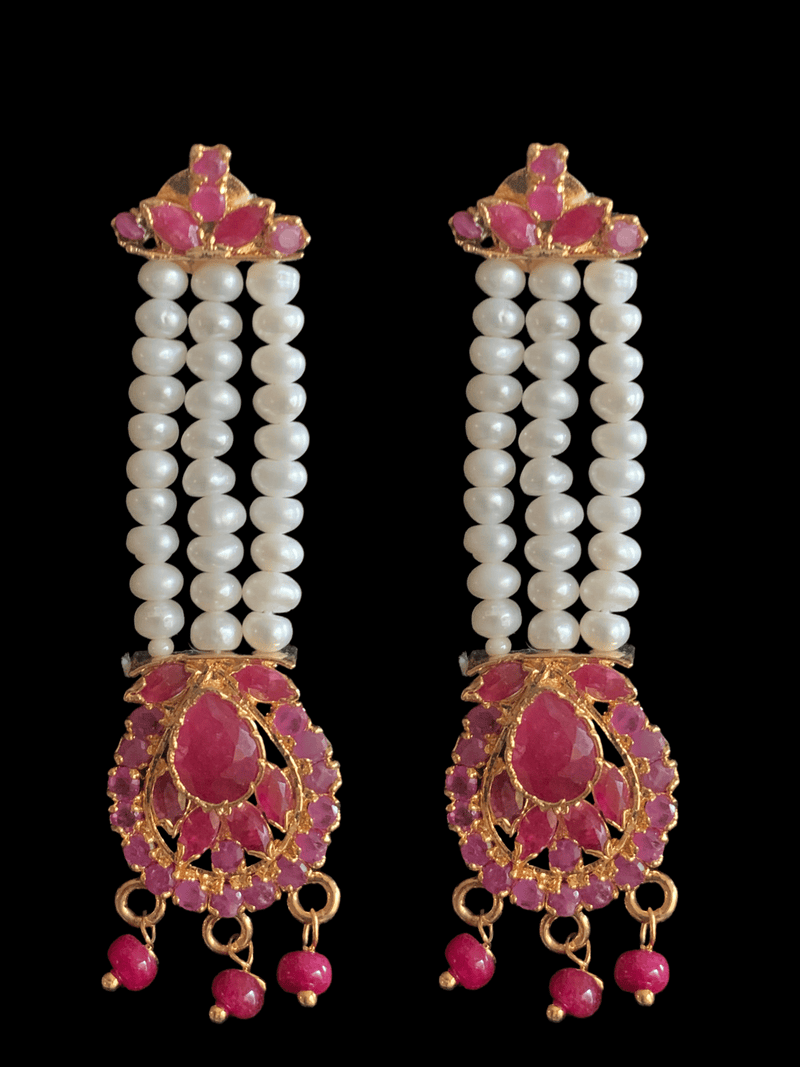 LN108 Fresh water pearl and ruby  stone Rani haar ( READY TO SHIP )