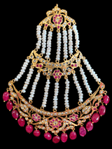 DJHR53 Insia jhoomar in fresh water pearls and ruby beads ( READY TO SHIP)
