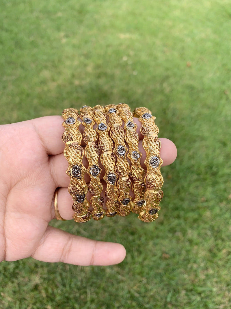 B100 Set of 6 Gold plated bangles  ( READY TO SHIP )