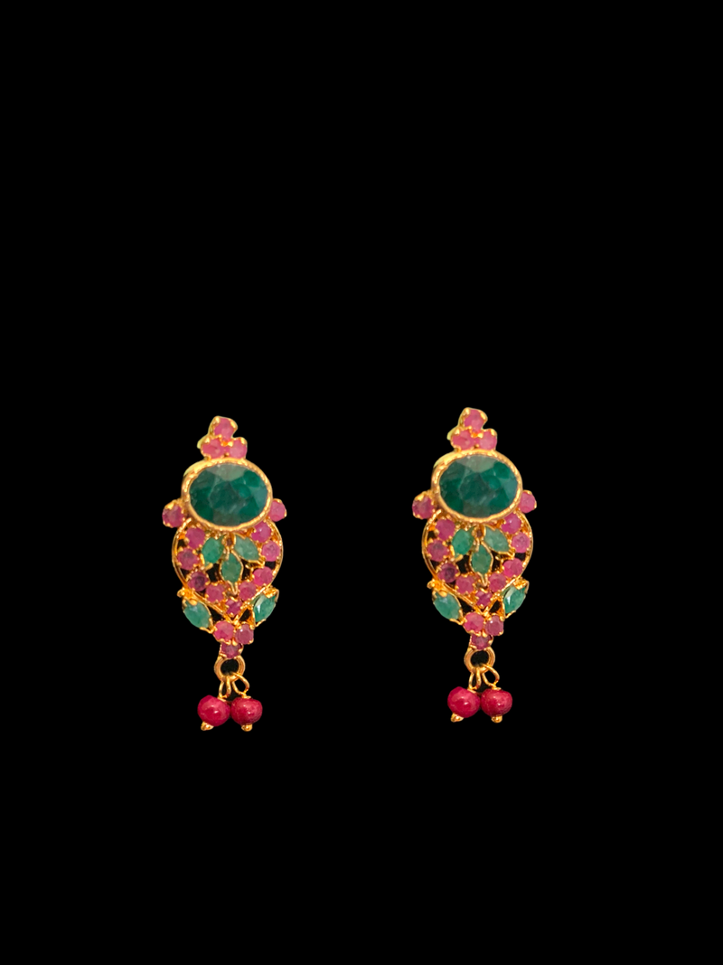 PS313 Gold plated ruby emerald  pendant set with fresh water pearls ( READY TO SHIP)