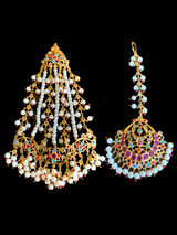 JTK6 Hira navratan  jhoomar and tika set   ( READY TO SHIP )