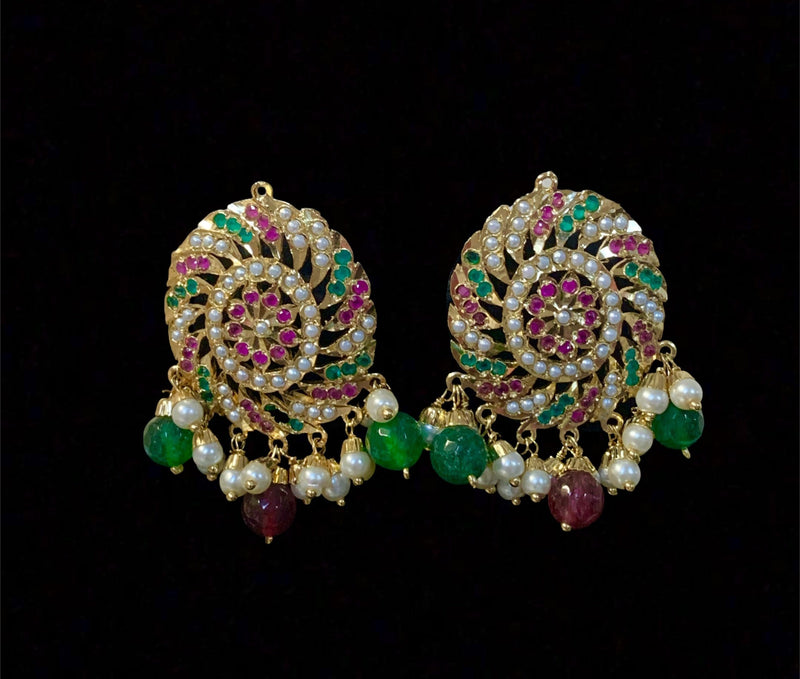 NS246 Sehar  punjabi Jadau necklace with earrings tika  (READY TO SHIP)