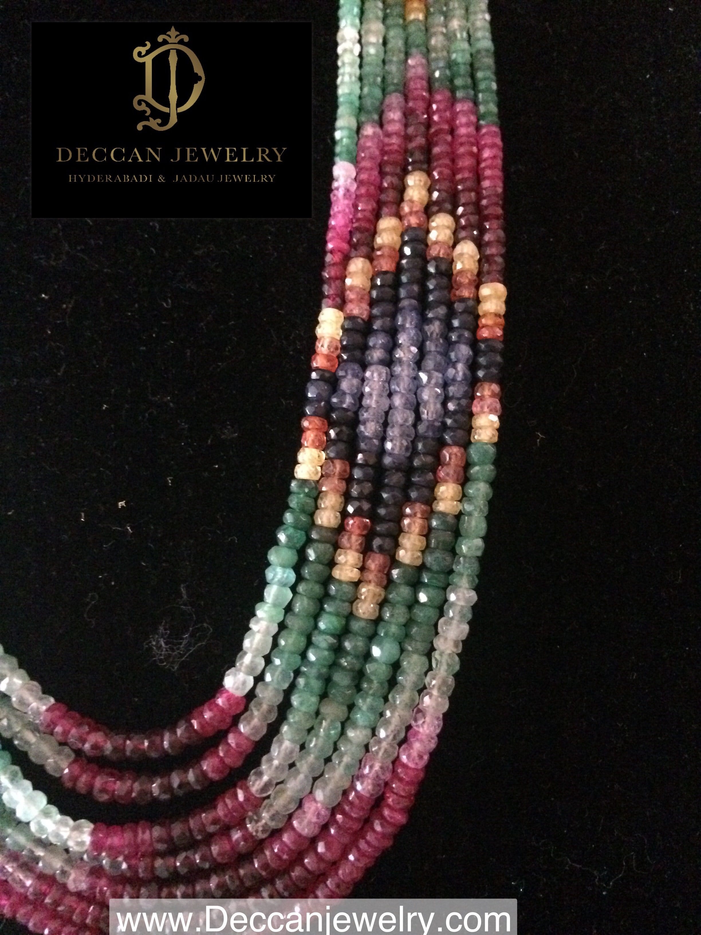 Natural ruby emerald sapphire necklace with earrings (SHIPS IN 4 WEEKS ...