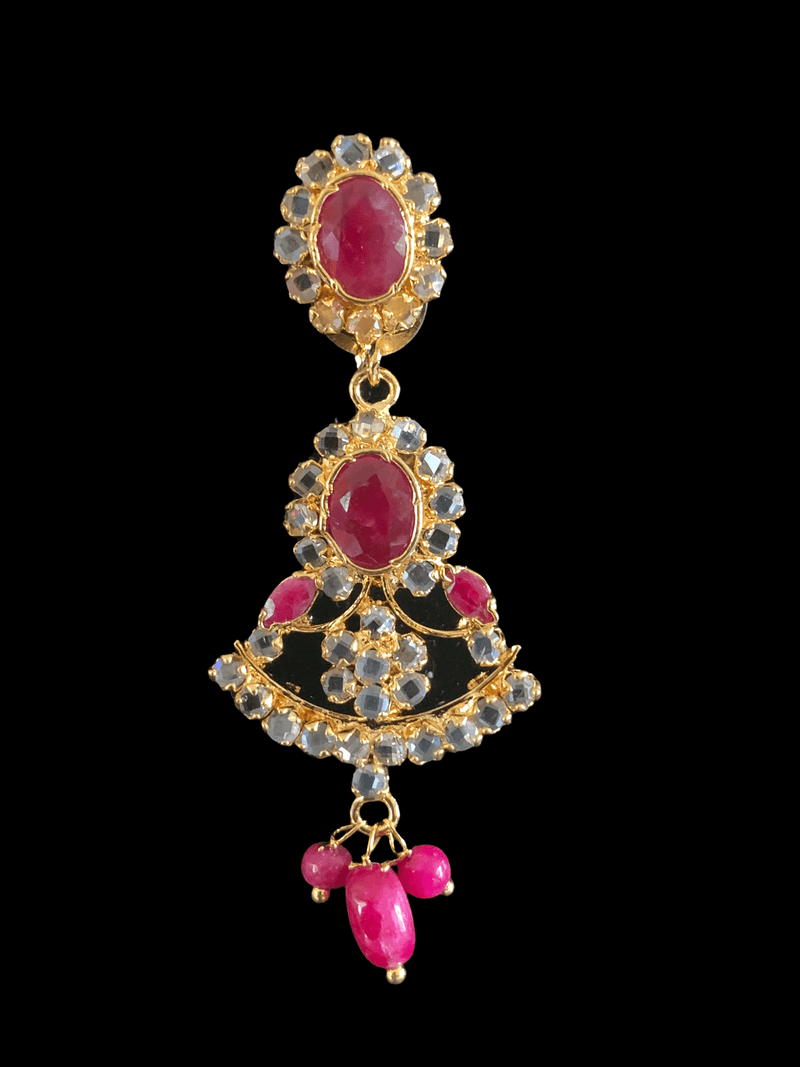 DER189 Ruby gold plated earrings  ( READY TO SHIP )