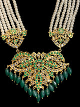 LN168 long Rani haar in pearls and green beads ( READY TO SHIP)