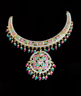 NS183 Ruchika  necklace set in red green ( READY TO SHIP )