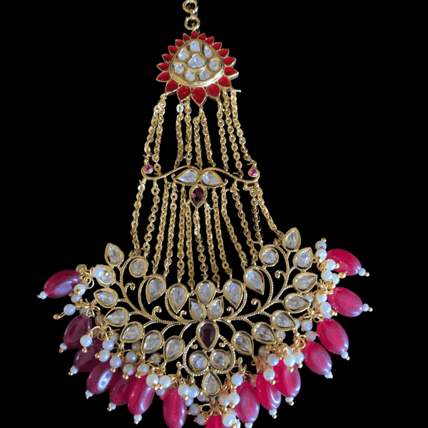 DJHR24 polki popular gold plated jhoomar in ruby , indian jewellery