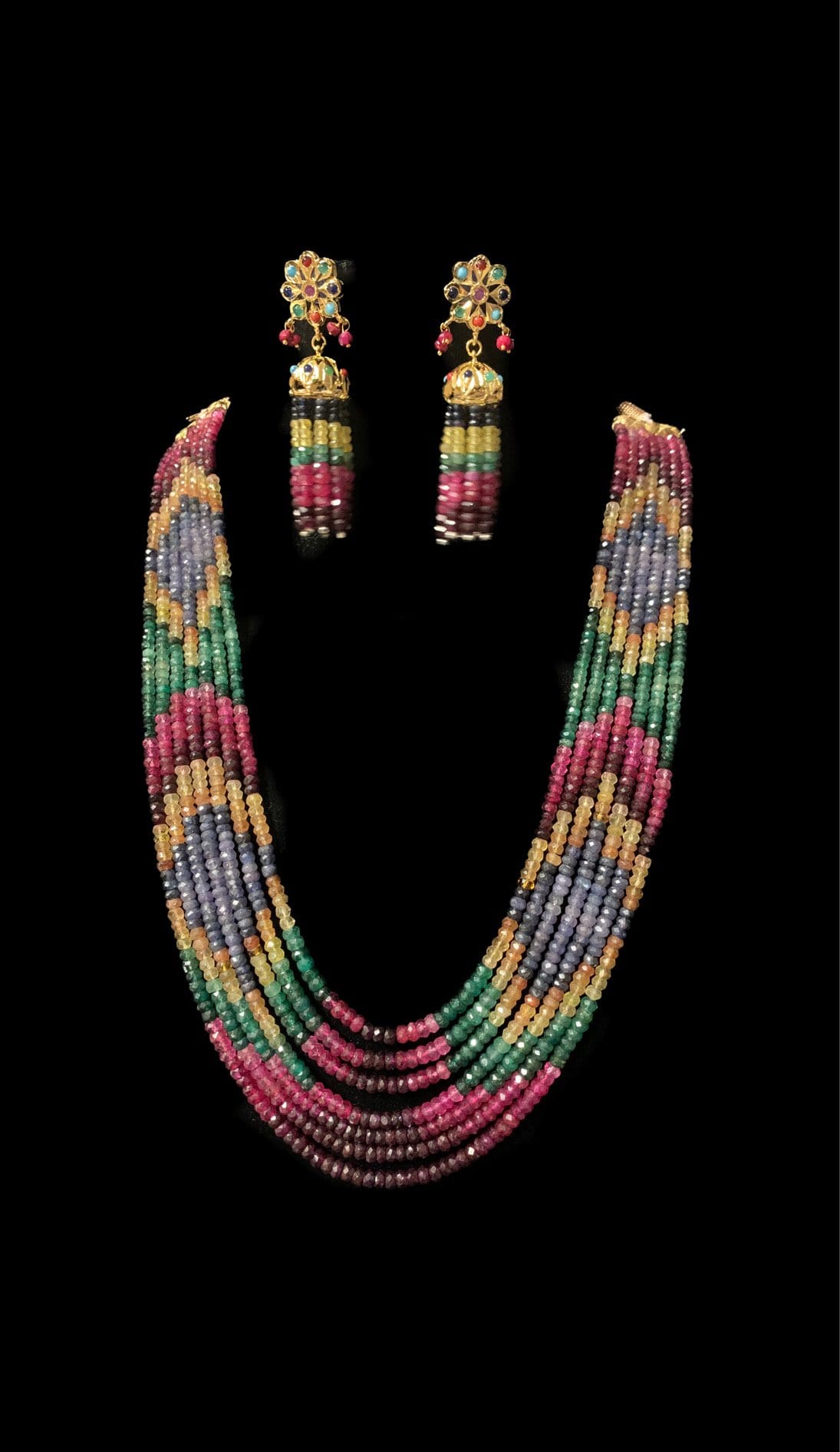 Natural ruby emerald sapphire necklace with earrings (SHIPS IN 4 WEEKS ...