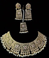 Safira necklace set with tika RUBY ( READY TO SHIP)