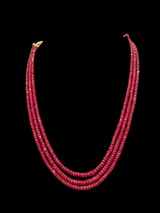 Three layer natural ruby beads necklace ( READY TO SHIP )