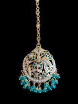 Gold plated silver tikka in pearls and emeralds