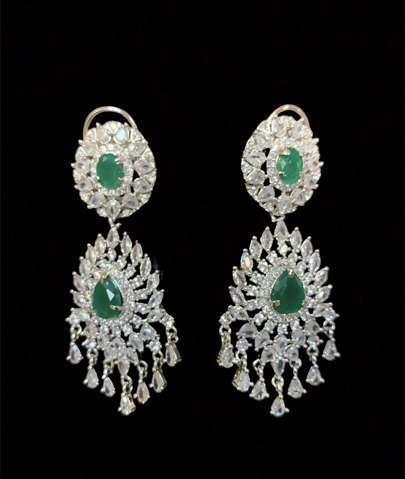 Manahil cz set in emeralds ( SHIPS IN 4 WEEKS  )