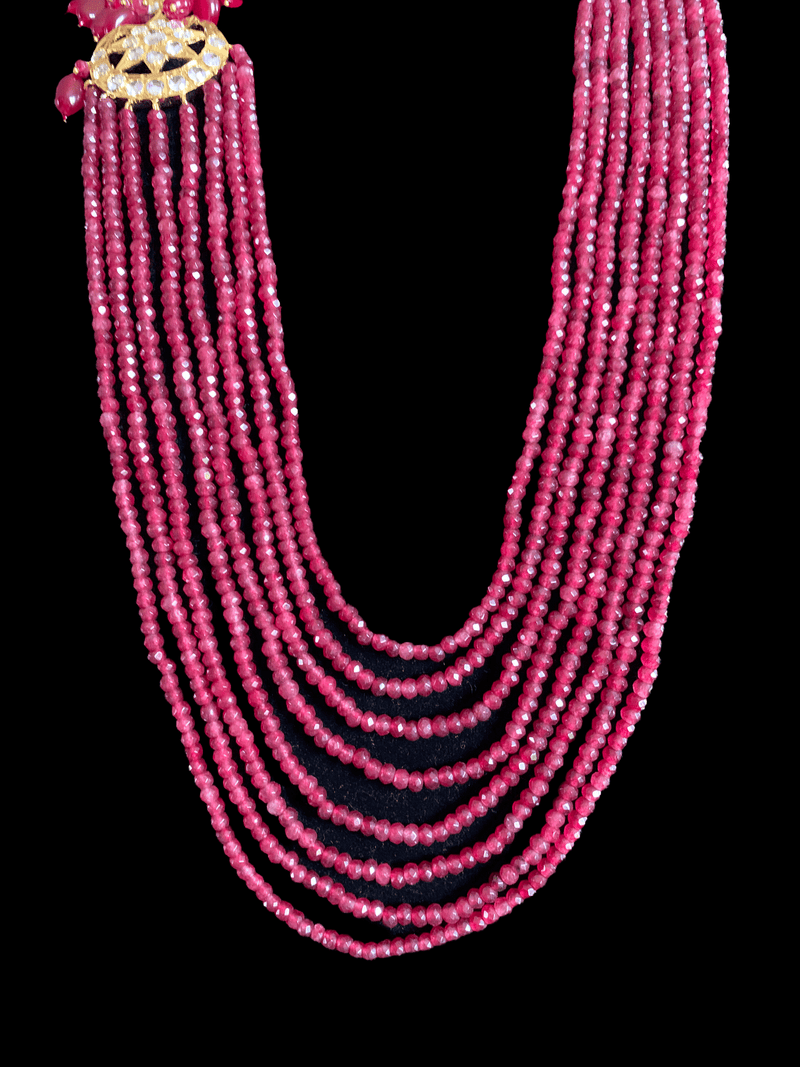 LN45 Darika Multi brooch necklace set in red / ruby beads ( READY TO SHIP )