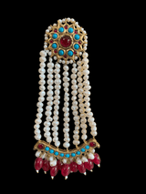 DER213 Ruby feroza gold plated jhoomar earrings , Indian jewellery
