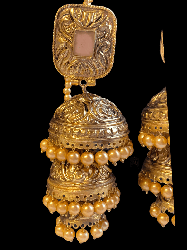 DER219 Navya layered gold plated jhumka ( READY TO SHIP )