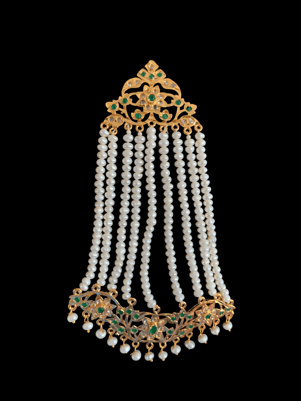 DJHR8 Abira  green jhoomar in fresh water pearls  ( READY TO SHIP)