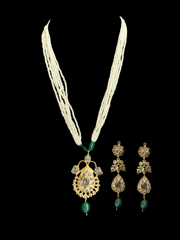 PS438 Nizami jugni pendant set in green  ( READY TO SHIP )