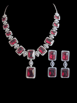 NS268  Meena cz necklace set - ruby  ( READY TO SHIP )
