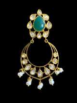 DER61 Evie cz earrings in fresh water pearls-GREEN ( READY TO SHIP)