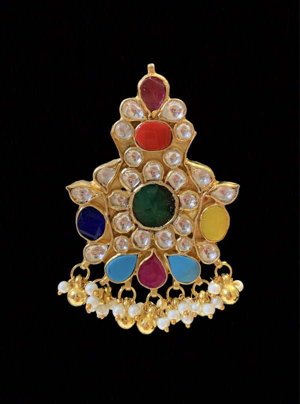 ET501  Amrutha Kundan navratan earrings ( READY TO SHIP)