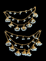 Three layer  pearl chain ear supports with jhumka  ( READY TO SHIP )