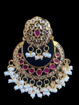DER263 kainat Chandbali in fresh water pearls - ruby( READY TO SHIP )