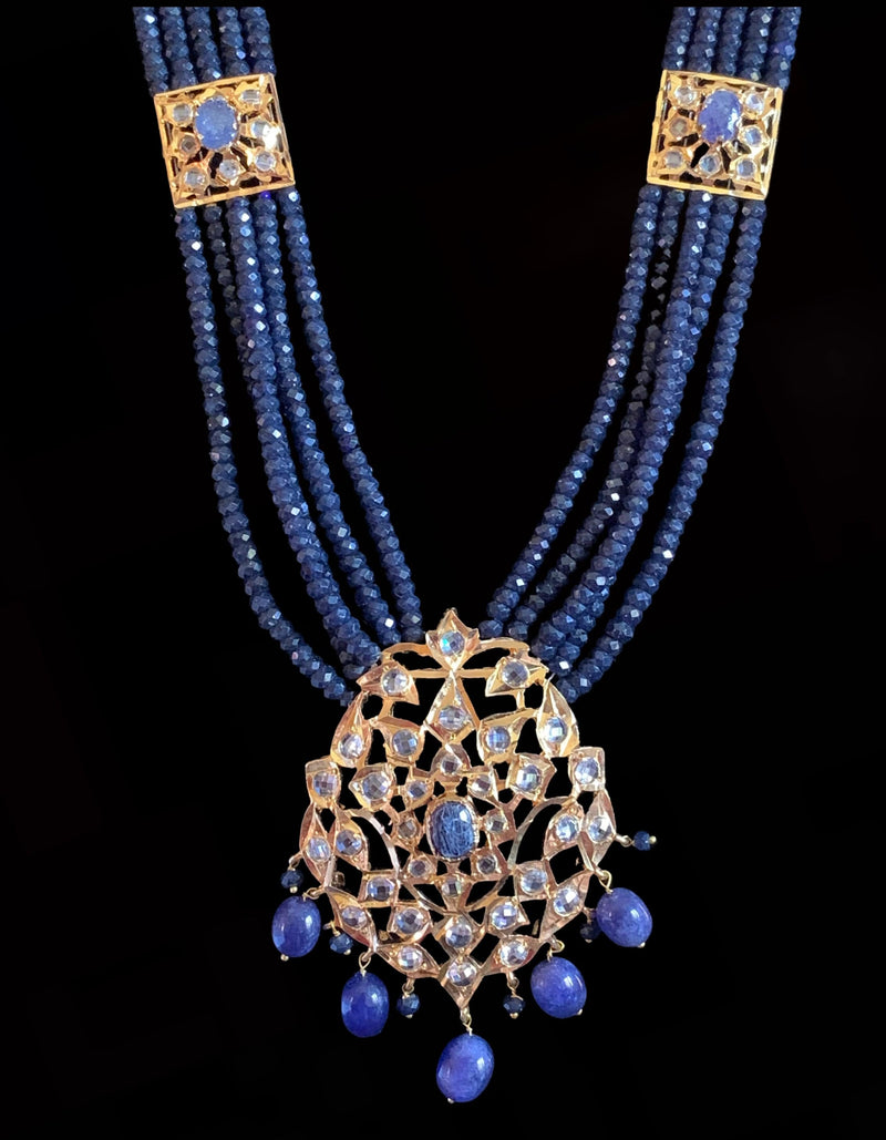 LN40 Hyderabadi Rani haar in sapphire beads and stones (READY TO SHIP )