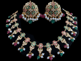 Alea punjabi Jadau necklace  set - ruby emerald   (READY TO SHIP)