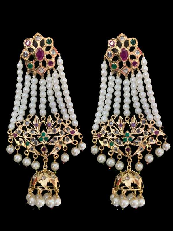 Inara jhoomar earrings in red green DER30   (SHIPS IN 4 WEEKS )