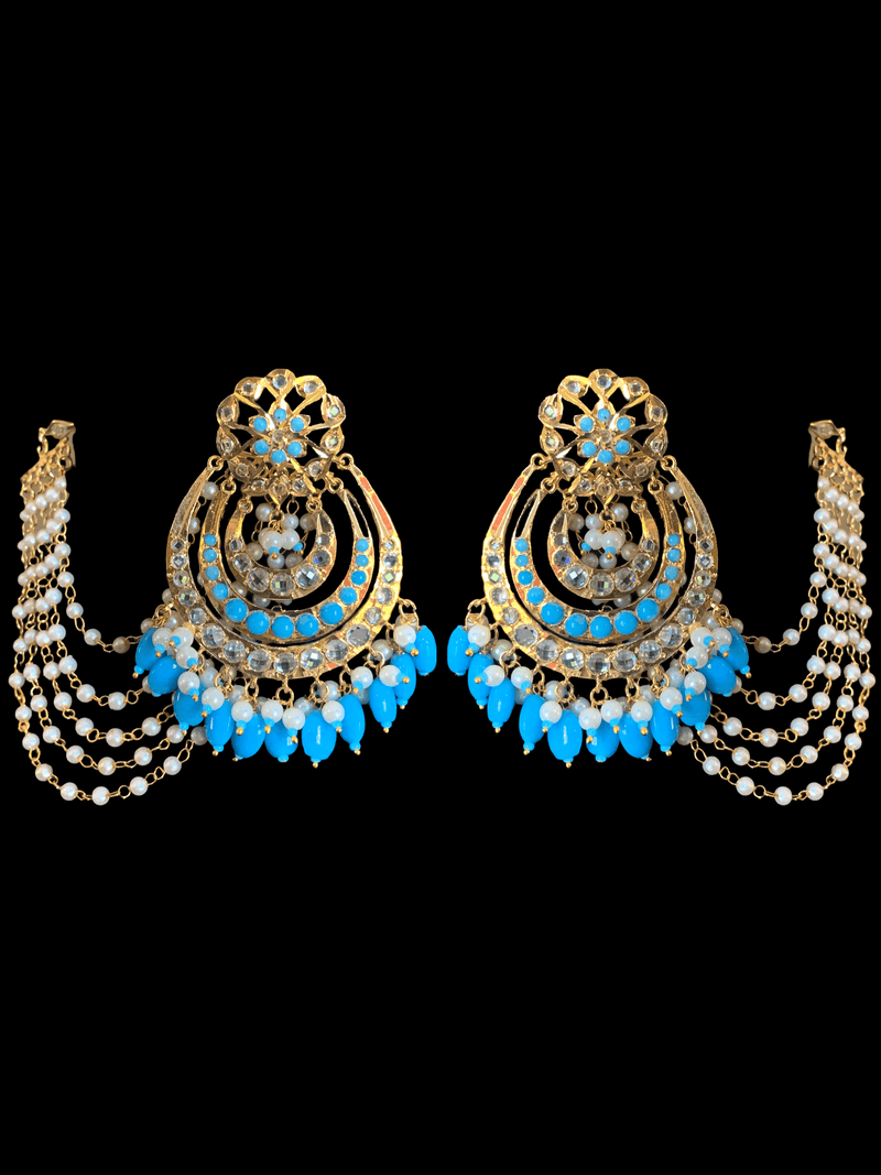 NS191 Malavika necklace set in turquoise ( READY TO SHIP )