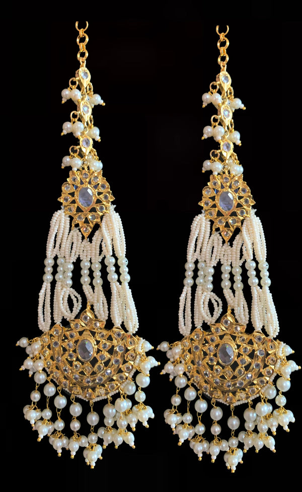 DER82 Lana jhoomar earrings - pearls (SHIPS IN 4 WEEKS )