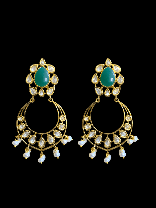 DER61 Evie cz earrings in fresh water pearls-GREEN ( READY TO SHIP)