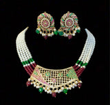 NS246 Sehar  punjabi Jadau necklace with earrings tika  (READY TO SHIP)