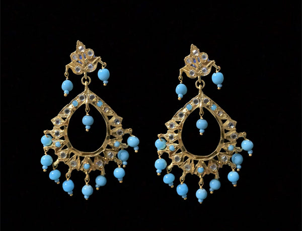 Maria chandbali in feroza or turquoise  ( SHIPS IN 4 WEEKS )