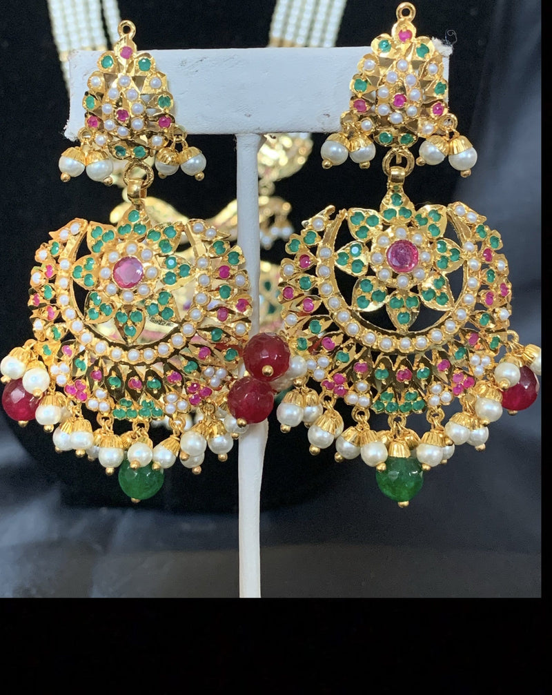 Keya ruby emerald rani haar with earrings tik