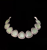 NS5 Victorian plated cz necklace - moss  green  ( READY TO SHIP )